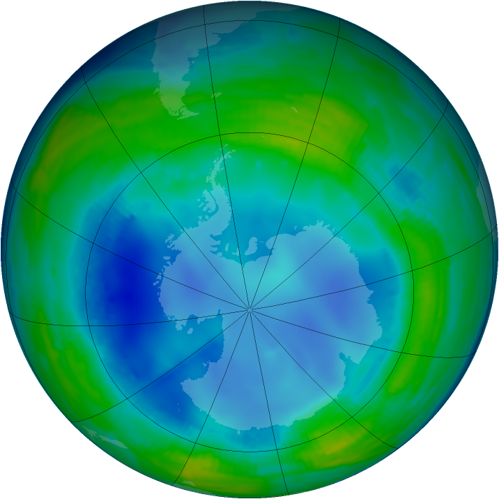 Antarctic ozone map for 28 July 1997